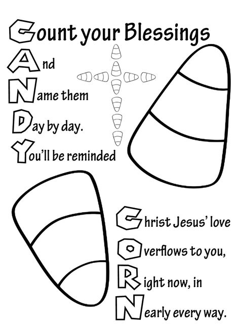 Christian Candy Corn Count your blessings acrostic poem coloring page Elegant Photos, Christian Halloween, Bible Verse Coloring Page, Children's Church Crafts, Hallowen Ideas, Bible Verse Coloring, Count Your Blessings, Christian Crafts, Sunday School Activities