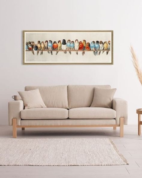 Bird Wall Art Decor, Landscape Botanical Print, Horizontal Long Narrow Wall Art Print, Vintage Bird Illustration Print - Etsy Colombia Long Paintings Horizontal, Long Horizontal Painting, Long Narrow Wall Art, Bird Illustration Print, Narrow Wall Art, Vintage Bird Illustration, Horizontal Painting, Long Painting, Wall Decorating