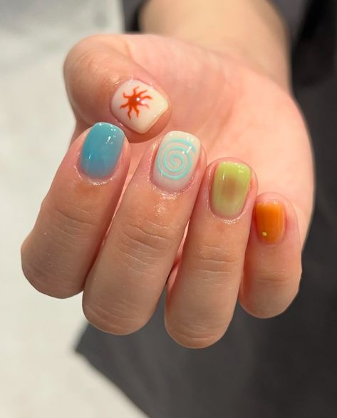 Hello Nails, Hippie Nails, Summer Nail Art, Colorful Nail, Summery Nails, Pretty Gel Nails, Nails Only, Soft Nails, Summer Acrylic Nails