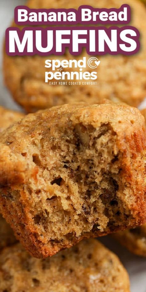 Banana Bread Muffins Homemade Banana Bread Muffins, Easy Banana Bread Muffins, Banana Bread Muffins Recipe, Bread Muffins Recipe, Banana Bread Muffins Easy, Homemade Banana Bread Recipe, Banana Bread Muffin Recipe, Bread Desserts, Banana Recipe