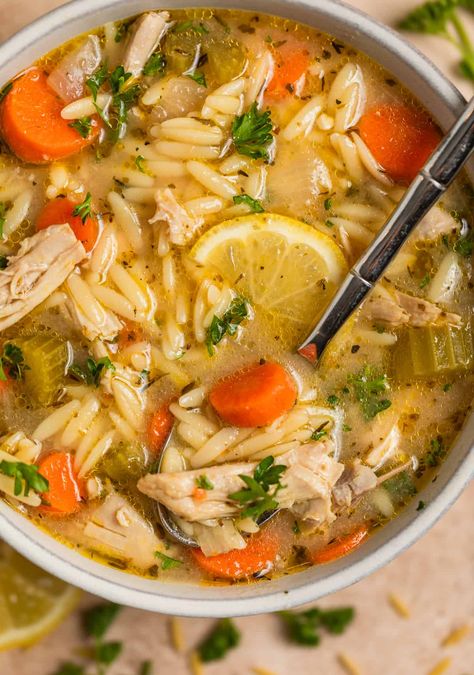 Lemon Orzo Soup, Orzo Soup Recipes, Soup Starter, Lemon Orzo, Lemon Soup, Orzo Soup, Leftovers Soup, Boneless Skinless Chicken Thighs, Boneless Skinless Chicken