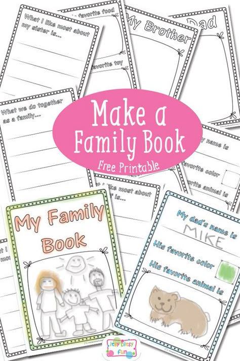 Make a Family Book Free Printable // Crea un álbum familiar con imprimibles gratis #freebie #printable #family Preschool Family Theme, Academic Activities, Preschool Family, Family Book, Free Printables For Kids, Family Theme, Family Books, Family Project, Family Stories