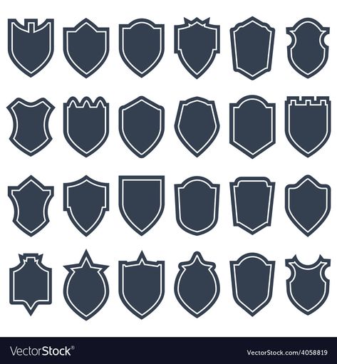 Set of different shield shapes icons borders Vector Image Crest Shapes, Shield Shapes, Shield Designs, Heraldry Design, Paper Quilling For Beginners, Shield Icon, Hd Design, Ornament Drawing, Trophy Design