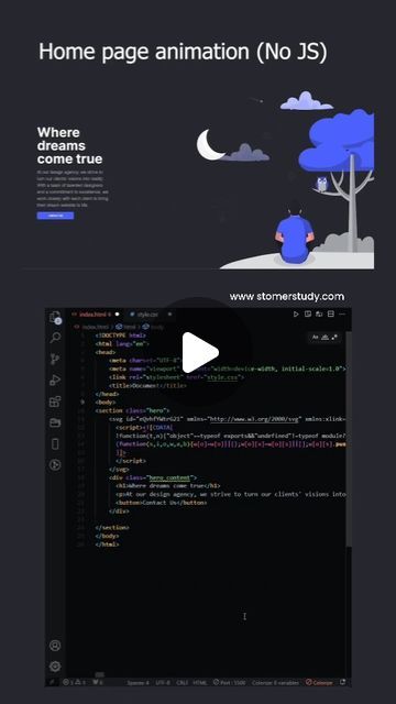 17 likes, 0 comments - stomerstudy on March 2, 2024: "Home Page Animation
.
.
.
.
.
.
.
.
.
#html #htmlcode #animationcode #animation #animationpage #landingpage #landingpagedesign #animationdesign #codingtricks #codingvideo #css #uidesign #uxdesign #programming #trending #trendingsong #trendingaudio #viralreels #viralvideos #viral #toppost #recentpost #bestmotivation #ethicalhacker". Css Animation, Animation Design, Landing Page Design, Ux Design, Home Page, Ui Design, Landing Page, Programming, Viral Videos