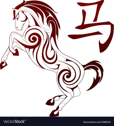 Chinese Zodiac Tattoo, Horse Symbol, Horse Zodiac, Chinese Horse, Chinese Zodiac Horse, Mode Country, Zodiac Signs Elements, Horse Tattoo Design, Zodiac Years