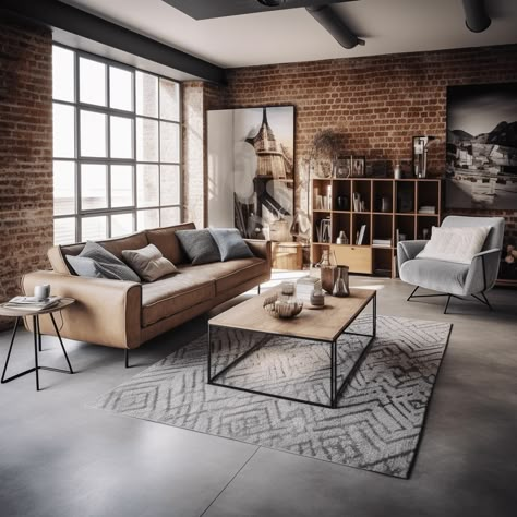 Nos idées décorations pour un salon scandinave industriel réussi Industrial Design Style, Industrial Interiors, Industrial Light Fixtures, Building Systems, Interior Design Mood Board, Mood Board Design, Loft Style, Weathered Wood, Exposed Brick