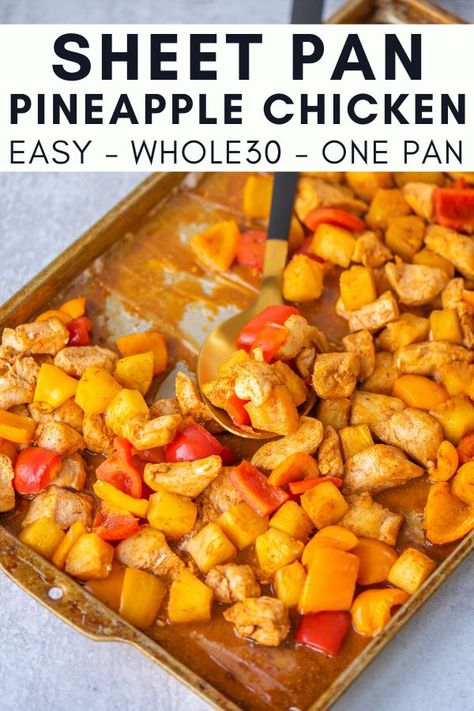 Chicken Lombardy Recipes, Sheet Pan Dinners Recipes, Pineapple Recipes, Pineapple Chicken, Pan Recipes, Makeup Homecoming, One Pan Meals, Peppers Recipes, Sheet Pan Dinners