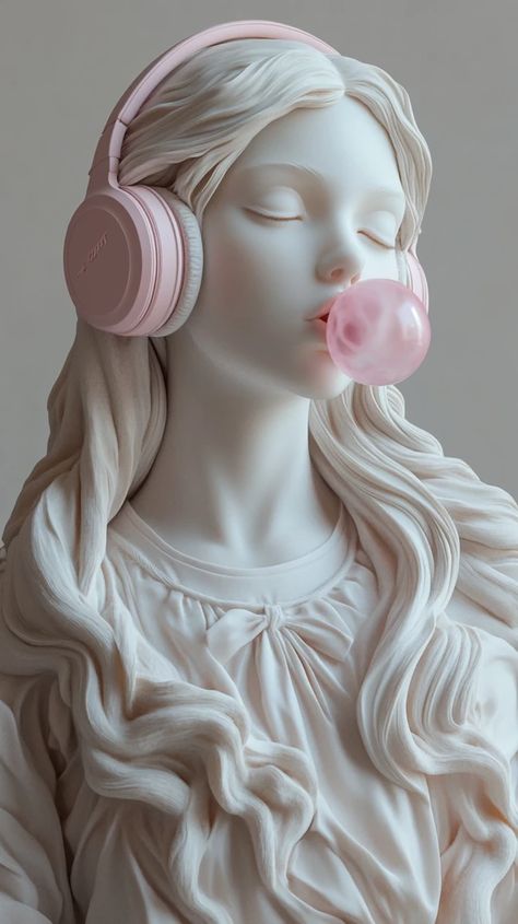 Pink Headphones, Jelly Wallpaper, Beauty Art Drawings, Marble Statues, Wallpaper For Your Phone, Jolie Photo, Pink Wallpaper, Beautiful Wallpapers, Pink Aesthetic