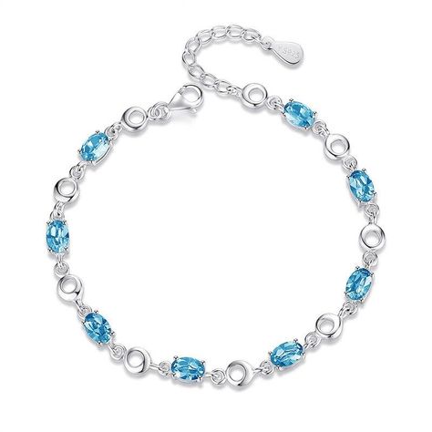 Trendy 925 Silver Bracelet f Acquamarine Gemstone Light Blue Bracelet, Blue Gemstone Bracelet, Happy Women's Day, Blue Topaz Bracelet, Tourmaline Bracelet, 925 Silver Bracelet, White Gold Bracelet, Sapphire Color, Gold Bracelet For Women