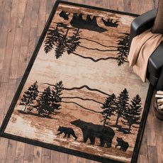 Mountain Shadow Bear Rug - 8 x 11 Cabin Decorating Ideas Rustic, Bed And Breakfast Decor, Breakfast Decor, Painted Rugs, Barn Wood Door, Diy Log Cabin, Black Bear Decor, Cabin Decorating Ideas, Babies Rooms