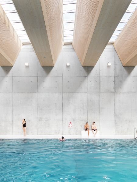 The public swimming pool in Romont includes a music conservatory and sport facilities. Daylight penetrates the building from the top with 282 skylights with different shapes from #VeluxCommercial and provides a friendly, summery atmosphere in the two main pools, resembling being outdoors. / Architect: GNWA / Photo: Rasmus Norlander
Visit @veluxcommercial and explore more of our inspiring case studies Music Conservatory, Public Swimming Pool, Pool Architecture, Sports Facility Architecture, Skylight Design, Water Architecture, Sport Pool, Swimming Pool Architecture, Pool Halls