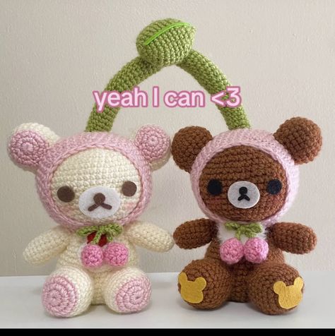 Crochet Cherry, Rilakkuma Plush, Hello Kitty Crochet, Plush Crochet, Easy Crochet Animals, Crochet Design Pattern, Crochet Clothing And Accessories, Kawaii Crochet, Beginner Crochet Projects