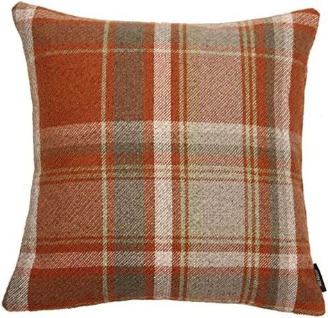 Tartan Cushions, Tartan Throws, Color Terracota, Checked Cushions, Plain Cushions, Plaid Pillow Covers, Orange Cushions, Wool Textures, Polycotton Fabric