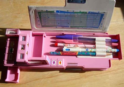 A pop out pencil case. | 47 Things You're Still Kind Of Mad Your Parents Wouldn't Buy You Japanese Pencil Case, Cool Pencil Cases, Spoiled Kids, School Supply, Pencil Box, School Memories, 90s Childhood, Pencil Boxes, Pencil Sharpener