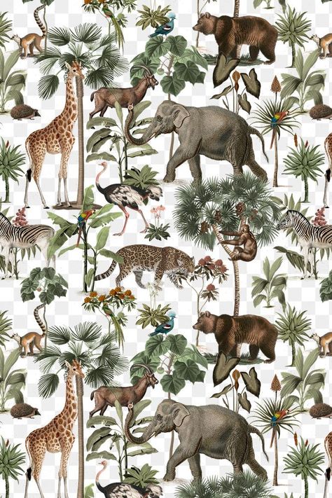 Vintage Jungle Illustration, Wildlife Illustration, Jungle Illustration, Jungle Pattern, Free Illustration Images, Underwater Animals, Tropical Animals, Tropical Wallpaper, Big 5