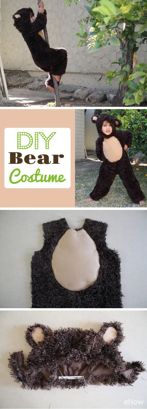 Bear hugs have never been so sweet! Make your own bear costume for a child of… Smokey The Bear Costume Diy, Teddy Bear Costume Toddler, Bear Costume Womens Diy, Diy Bear Costume Kids, Bear Costume Toddler, Toddler Bear Costume, Kid Bear Costume, Kids Bear Costume, Baby Bear Costume