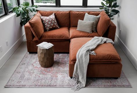 Couch In Middle Of Room, Simple Home Library, Light Brown Room, Albany Park Kova Sofa, Kova Sofa, Modern Sofa Designs Luxury, Sofa Design Luxury, Most Comfortable Couch, Apartment Vision Board