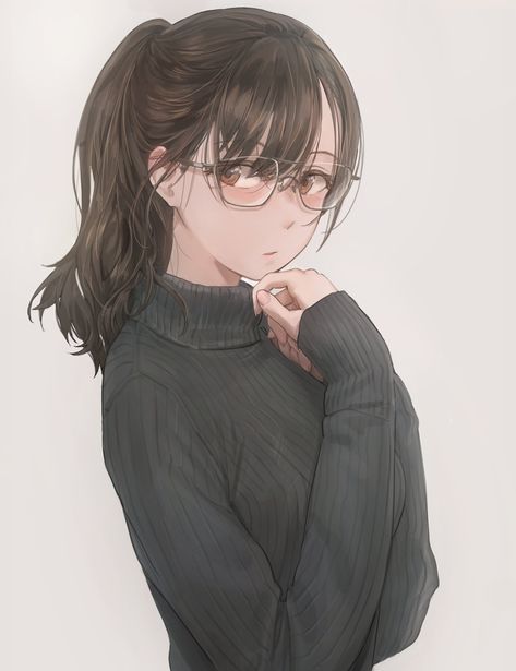 Free Style on Twitter: "_… " Anime Ponytail, Ponytail Drawing, Girl Black Hair, Black Hair Brown Eyes, Anime Brown Hair, Eyes Glasses, Brown Hair Green Eyes, Brown Eyes Black Hair, Best Anime Drawings