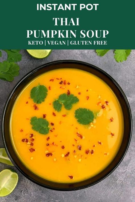 Pumpkin Soup Instant Pot, Curried Pumpkin Soup Recipe, Soup Recipe Instant Pot, Pumpkin Curry Soup, Curried Pumpkin, Pumpkin Soup Healthy, Thai Pumpkin Soup, Spicy Pumpkin Soup, Histamine Diet