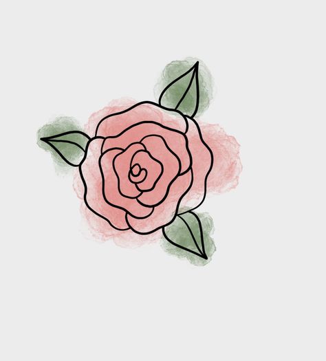 Simple Rose Drawing Outline, Flowers Aesthetic Drawing Easy, Small Rose Drawing, Flower Outline Drawing Simple, Pink Flowers Drawing, Simple Rose Drawing, Rose Outline Drawing, Rose Doodle, Rosé Cartoon