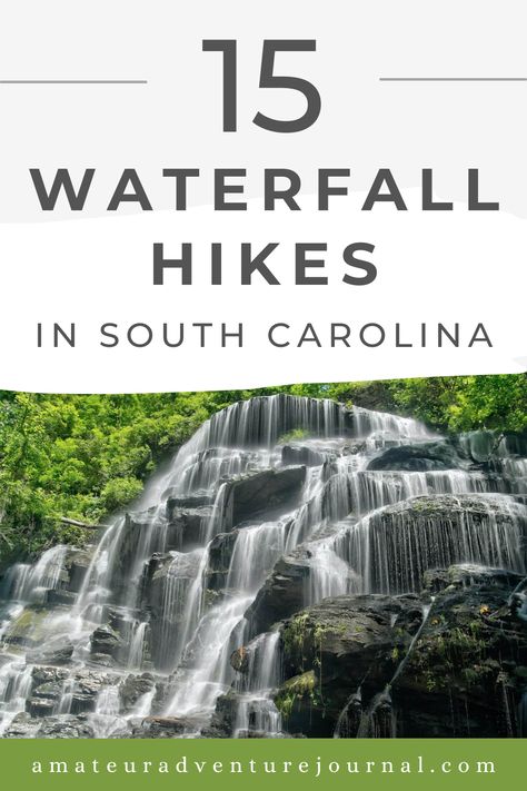 There are so many waterfall hikes in South Carolina that it can be overwhelming to narrow down which waterfall hike to do! The waterfall hikes on this list range from nearly-flat trails under a mile long to moderate day hikes. There’s a waterfall hike on this list for every hiker. Ready to hit the trail? Here are 15 beautiful waterfall hikes in South Carolina. Jones Gap State Park, Waterfall Hike, Upstate South Carolina, Travel Oregon, Palmetto State, Best Campgrounds, Rainbow Falls, Cheap Vacation, Waterfall Hikes