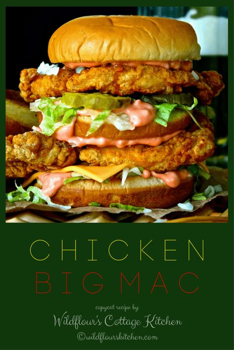 Fried Chicken Patties, Chicken Big Mac, Mac Chicken, Chicken Big, Pickles Onions, Cheese Pickles, Fried Chicken Sandwich, Chicken Patties, Special Sauce