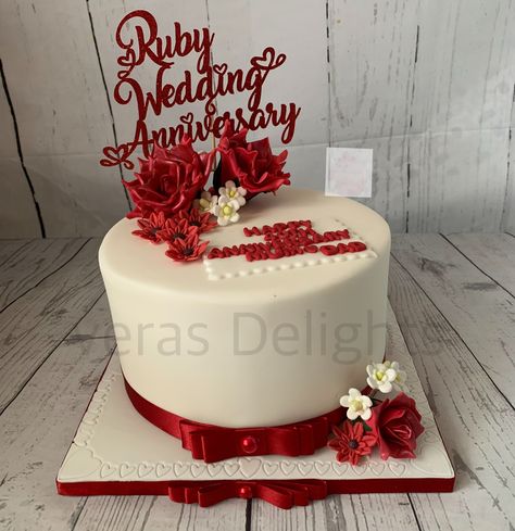 Ruby Anniversary Cake, Ruby Wedding Anniversary Cake, Ruby Wedding Cake, 40th Wedding Anniversary Cake, Ruby Anniversary, Ruby Wedding Anniversary, Wedding Anniversary Cake, 40th Wedding Anniversary, Ruby Wedding