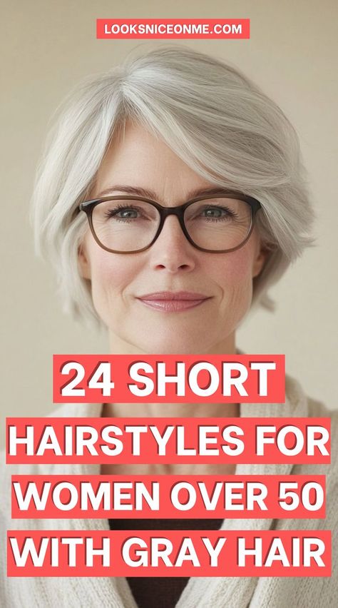 Explore stylish short haircuts that highlight gray hair, from trendy crops to classy layered bobs. These looks offer sophistication and effortless charm for women over 50. #ShortGrayHair #ModernOver50 Highlight Gray Hair, Healthy Gray Hair, Grey Bob Hairstyles, Grey Hair Over 50, Chic Haircut, Textured Pixie Cut, Chic Short Hair, Stylish Short Haircuts, Hair Mistakes