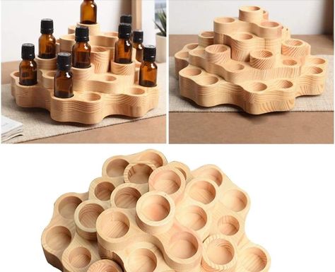 Essential Oil Carrying Case, Wooden Storage Shelves, Wood Storage Rack, Essential Oil Holder, Computer Networking, Tray Display, Oil Storage, Aroma Oil, Retail Store Design