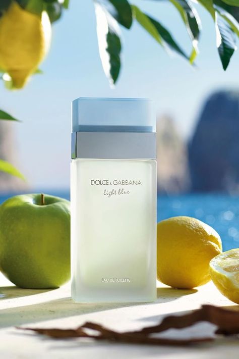 Dolce&Gabbana Light Blue captures the quintessence of a summer day lulled by gentle waves lapping against the enchanting cliffs of Capri. Blends the zesty freshness of citrus with a delicate floral bouquet, giving way to seductively warm, woody notes. Apply this Eau de Toilette to the pulse points at your chest, neck and behind your ears. Lemon Crisp, Perfume Light Blue, Light Blue Dolce Gabbana, Dolce And Gabbana Perfume, Light Blue Perfume, Blue Perfume, Sicilian Lemon, Fragrance For Women, Dolce E Gabbana