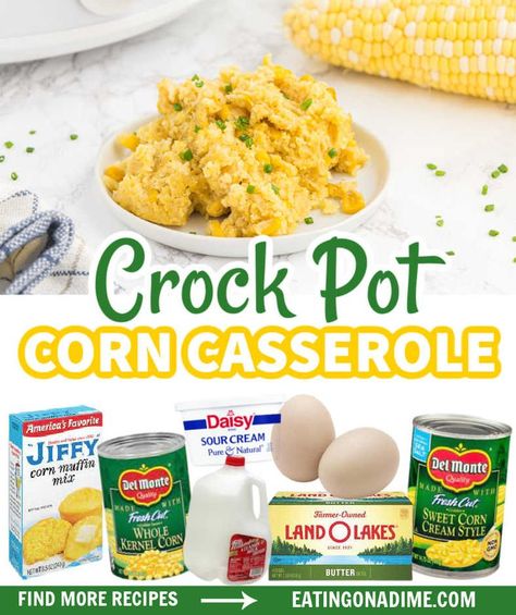 Corn Pudding Crockpot, Corn Pudding Jiffy, Crock Pot Corn Casserole, Cream Corn Crockpot, Crockpot Corn Casserole, Cornbread Corn Casserole, Slow Cooker Corn Casserole, Crockpot Cornbread, Corn Casserole Crockpot