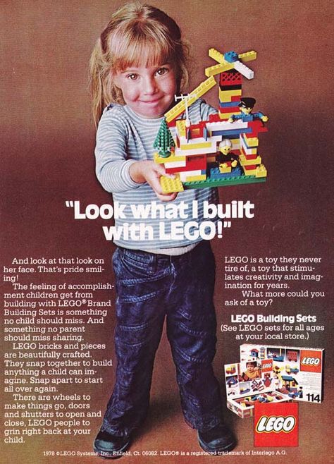 Vintage Lego Advertisement 1970's-- back when legos didn't need to differentiate for boys and girls. Lego Advertising, Lego Ads, Lego History, Tree Aesthetic, Lego Club, Lego System, Vintage Lego, Fashion Ads, Publicidad Creativa