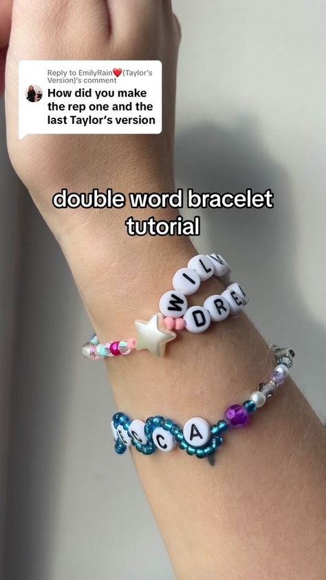 Replying to @EmilyRain❤️(Taylor’s Version) i definitely ran out of Ts ... | TikTok Invisible String Bracelet, Invisible String, Word Bracelet, Taylor S, String Bracelet, Bracelet Tutorial, Friendship Bracelets, Moonstone, Bracelet