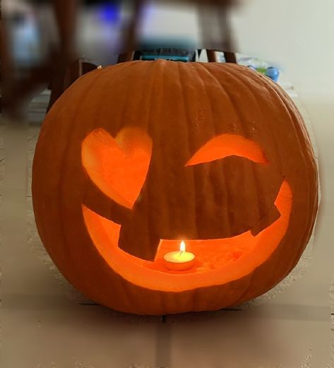 My son carved this freehand. Heart Pumpkin, Emoji Heart, Trunk Or Treat, My Son, Trunk, Carving, Halloween