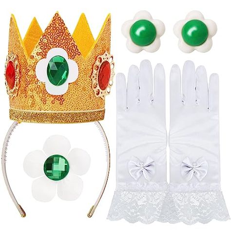 Princess Peach Crown, Daisy Clothing, Princess Daisy Costume, Mario Halloween Costumes, Rosalina Dress, Daisy Princess, Princess Peach Dress, Daisy Costume, Daisy Crown