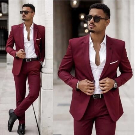 Burgundy Wedding Tuxedos Groom Suits For Men 2021 Wedding Groom Suit For Men (Jacket +Pants+Tie ) Business plus size Office Wear Outfit, Maroon Suit, Terno Slim, Prom For Guys, Mens Wedding Attire, Groom Tuxedo, Burgundy Suit, Wedding Suits Groom, Business Pants