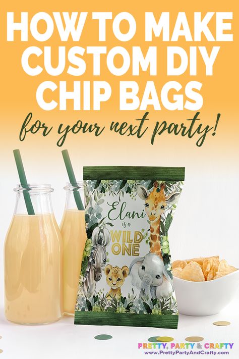 Diy Chip Bags, Diy Party Snacks, Totes Plastic, How To Make Chips, Custom Chip Bags, Chips Bags, 16 Gifts, Recycled Tote, Bags Diy