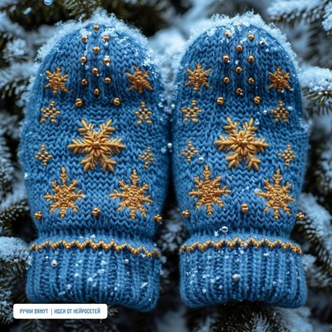 Embroidery On Mittens, Mittens Embroidery, Creative Knitting, Embroidery Tshirt, Crochet Fingerless Gloves, Crochet Mittens, Crochet Wool, Knitted Flowers, Crochet World