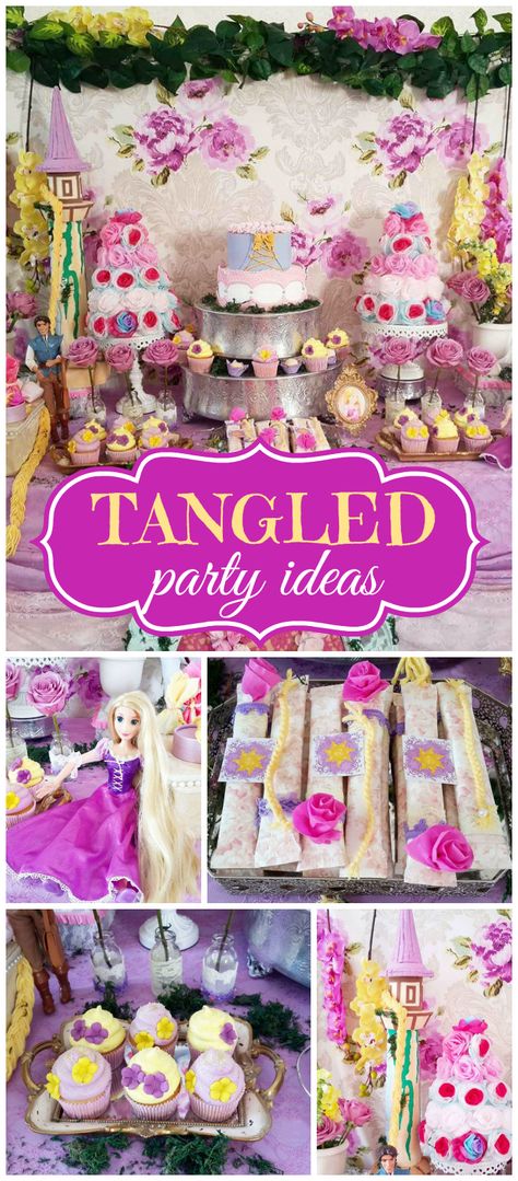 What a fantastic Tangled party! Such elaborate decorations! See more party ideas at CatchMyParty.com! Princess Rapunzel Birthday Party Ideas, Rapunzel Party Food, Rapunzel Torte, Tangled Party Ideas, Rapunzel Party Ideas, Tangled Birthday Party, Rapunzel Birthday Party, Rapunzel Birthday, Tangled Birthday