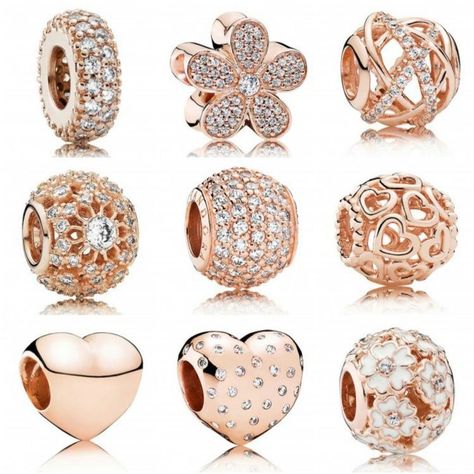 Pandora Charms Rose Gold, Rose Galaxy, Pandora Bracelet Designs, Pandora Rose Gold, Diy Jewelry To Sell, Pandora Jewelry Charms, Pandora Rose, Sunflower Jewelry, Rose Gold Charms