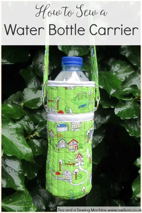 How to Make a Water Bottle Carrier - Baby Carrier Pattern Free, Baby Carrier Pattern, Carrier Pattern, Fat Quarter Projects, Water Carrier, Water Bottle Carrier, Water Bottle Holder, Bottle Carrier, Water Bottle Holders