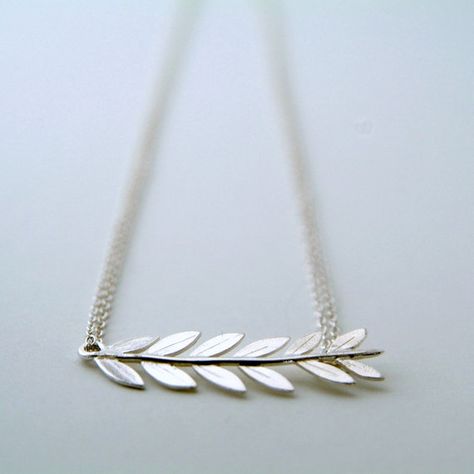 Silver Olive Branch Necklace Leaf Pendant by RockRoseJewellery                                                                                                                                                                                 More Greek Jewellery, Jewellery Summer, Ancient Greek Jewelry, Necklace Leaf, Closet Wishlist, Necklaces Long, Ancient Jewellery, Branch Necklace, Silver Necklaces Women