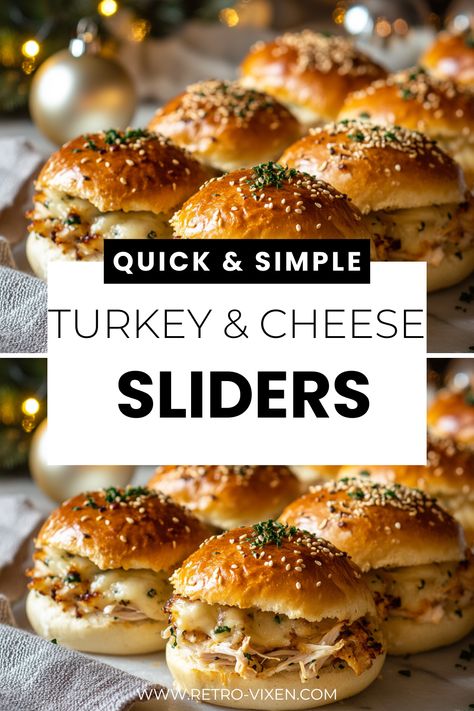 Satisfy your cravings with Turkey and Cheese Sliders, a fun and delicious way to enjoy your holiday leftovers! 🥪🦃 These tasty sliders feature tender turkey and melted cheese layered between soft rolls, all baked to golden perfection with a buttery topping. Perfect for game day, parties, or a quick weeknight meal, these sliders are sure to be a hit with the whole family. Easy to make and packed with flavor, they’re the ultimate comfort food! 🌟❤️ #TurkeySliders #LeftoverRecipes #EasyMeals #LeftoverTurkeyRecipes #ChristmasTurkeySliders #ChristmasRecipes #ChristmasLeftovers #HolidayRecipes #HolidayLeftovers Turkey Melt Sliders, Turkey Dinner Leftover Ideas, Leftover Turkey Sliders, Turkey And Cheese Sliders, Turkey Melt, Soft Rolls, Turkey Sliders, Christmas Leftovers, Holiday Leftovers