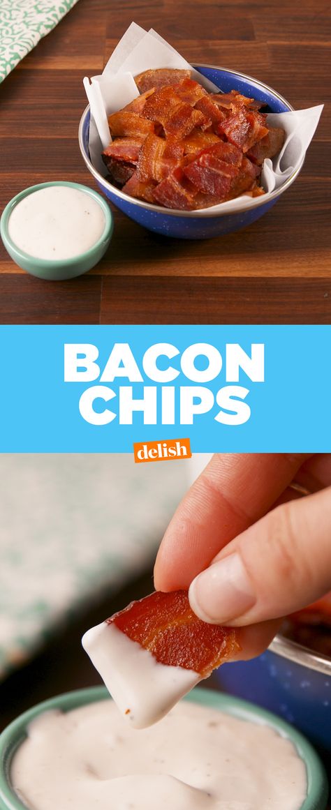 Bacon Chips are the low-carb snack you've been looking for. Get the recipe at Delish.com. #recipe #easyrecipe #bacon #superbowl #gameday #sports #maple #sriracha #lowcarb #lowcarbdiet #lowcarbrecipes Maple Sriracha, Super Bowl Appetizers, Bacon Chips, Gameday Sports, Keto Snacks Easy, Snacks Easy, Party Dishes, Maple Bacon, Chips Recipe