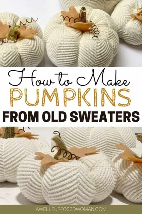 Diy Pumpkins From Sweaters, Fabric Pumpkin Display, Diy Fabric Pumpkins Pattern, Chenille Pumpkins Tutorial, Homemade Fabric Pumpkins, Making Pumpkins Out Of Fabric, Wool Pumpkins Diy, Sweater Pumpkins Diy, Fabric Pumpkins Diy No Sew