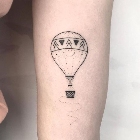 Hot Air Balloon Tattoo | Tattoo Ideas and Inspiration Small Hot Air Balloon Tattoo, Cat Tats, Sharpie Designs, Hot Air Balloon Tattoo, Air Balloon Tattoo, Polish Tattoos, Mum Tattoo, Air Tattoo, Balloon Tattoo