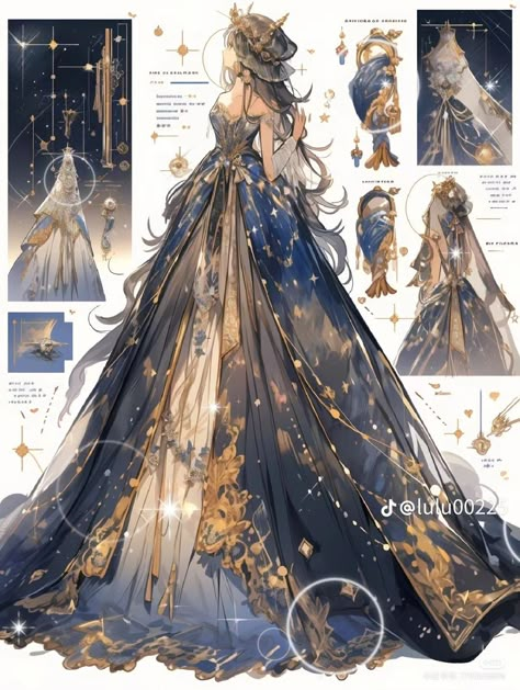 Moon Dress Gowns, Celestial Dresses, Moon Inspired Outfits, Celestial Dress, Victorian Era Dresses, Dreamy Gowns, Dress Design Drawing, Fantasy Outfits, Fashion Drawing Dresses