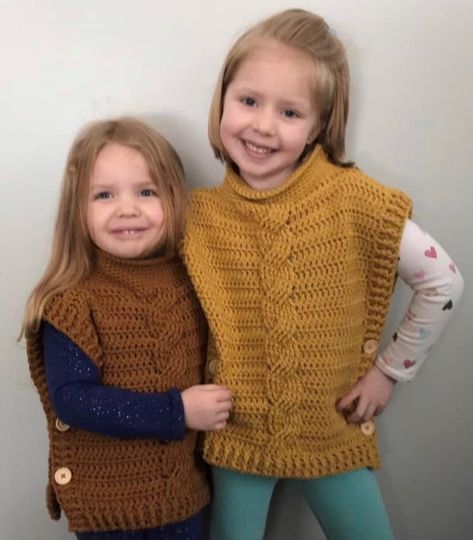 PDF Crochet Pattern Baby Child and Adult Size Cabled Vest - Etsy Australia Crochet Tunic Pattern, Crochet Sweater Vest, Jumper Jacket, Poncho Pullover, Gilet Crochet, Crochet Jumper, Crochet Vest Pattern, Crochet Tunic, Beginner Crochet