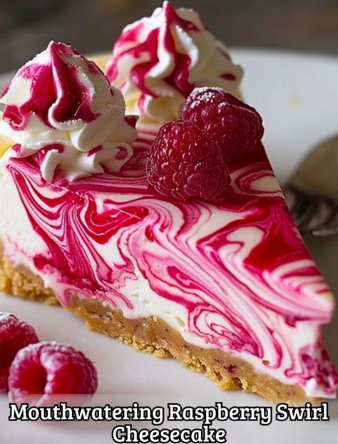 Cooking Crust - Mouthwatering Raspberry Swirl Cheesecake... Raspberry Swirl Cupcakes, Lemon Raspberry Swirl Cheesecake, Swirl Cheesecake Recipes, Creative Cheesecake, Raspberry Swirl Cheesecake, Cheesecake Desserts Recipes, Swirl Cheesecake, Raspberry Desserts, Birthday Cake Decorating Ideas