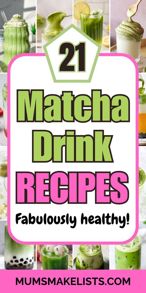 These non-alcoholic healthy green matcha tea drink recipes are the most yummy recipes you will find. There is a selection of the tastiest drinks made with green matcha powder from iced lattes and frappuccinos to smoothies and lemonades, drink them at breakfast, to wind down in the evening, with friends, at spa days, baby showers, birthday celebrations, matcha is THE healthy ingredient that makes the most aesthetic drinks that taste delicous and look wonderful How To Make Matcha Green Tea, Matcha Drink Aesthetic, Macha Tea, Matcha Drink Recipes, Matcha Green Tea Recipes, Iced Lattes, Matcha Aesthetic, Aesthetic Drinks, Tea Drink Recipes